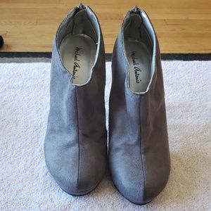 Michael Antonio gray heeled booties
